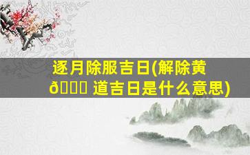 逐月除服吉日(解除黄 💐 道吉日是什么意思)